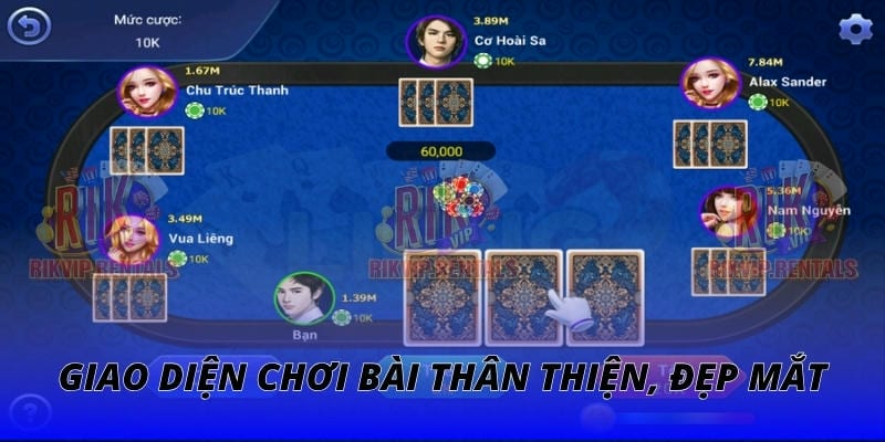 Giao diện chơi bài thân thiện, đẹp mắt