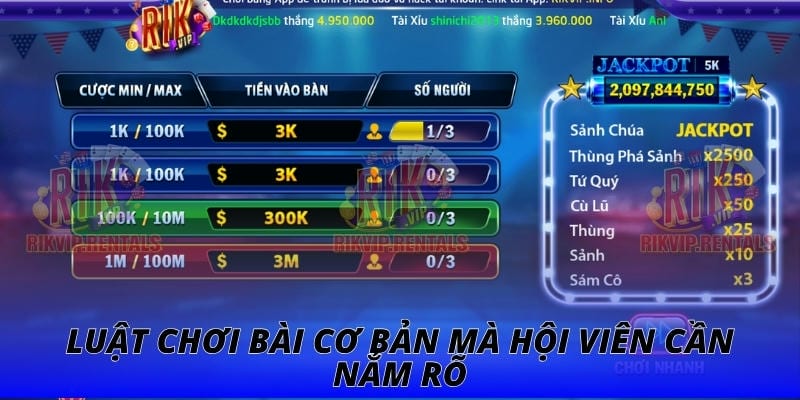 Luật chơi bài cơ bản mà hội viên cần nắm rõ